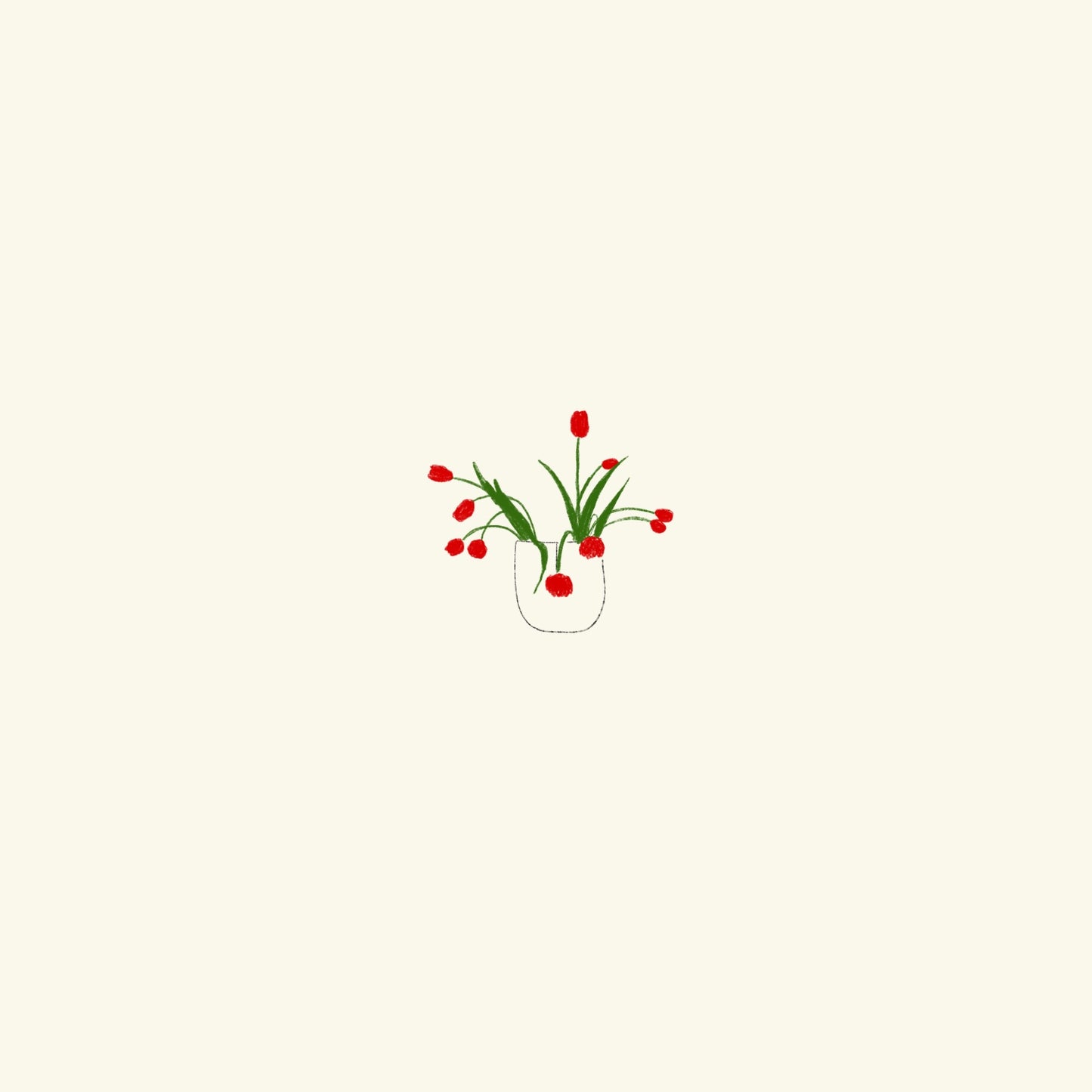 Red tulips pot